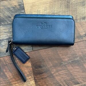 Coach Navy Leather Clutch